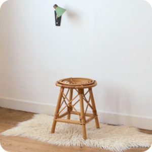 Tabouret rotin vintage