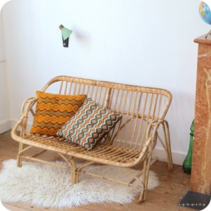 Banquette rotin vintage