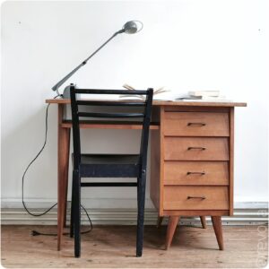 Bureau pieds compas-4 tiroirs 1950